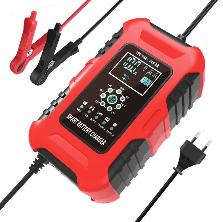 Máy sạc bình ắc quy 12V 24V 10A 200AH FOXSUR cho ô tô xe máy và PIN SẮT LiFeP04 các loại bình khô và nước có chức năng khử sunfat phục hồi ắc quy HÀNG CHÍNH HÃNG BẢO HÀNH UY TÍN