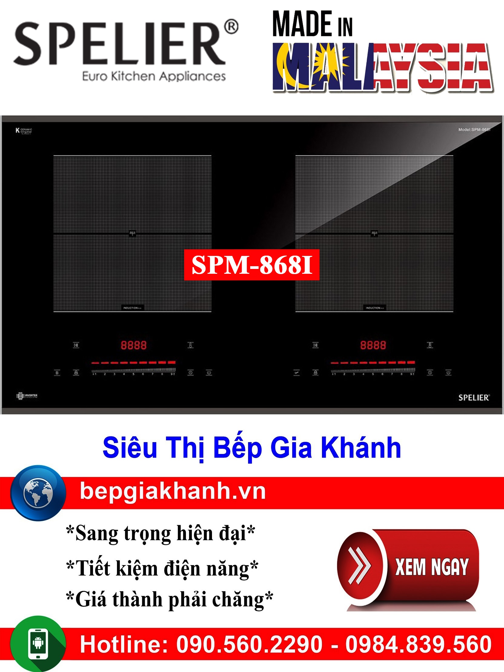 [HCM]Bếp từ đôi Spelier SPM-868I nhập khẩu Malaysia, bếp từ, bếp điện từ, bếp từ đôi, bếp điện từ đôi, bếp từ giá rẻ, bếp điện từ giá rẻ, bếp từ đơn, bep tu don, bep tu