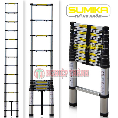 Thang nhôm rút đơn sumika - chiều cao tối đa 6,0m, tải trọng 300kg, bảo hành 2 năm - sk320, sk380, sk440, sk480, sk510, mua thang nhôm rút gọn