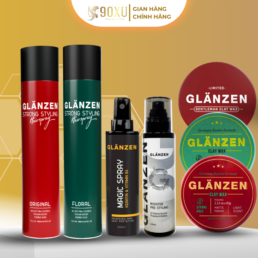  Sáp Vuốt Tóc Glanzen Clay Wax  gôm xịt giữ nếp tóc xịt tạo phồng tóc phân phối chính hãng 
