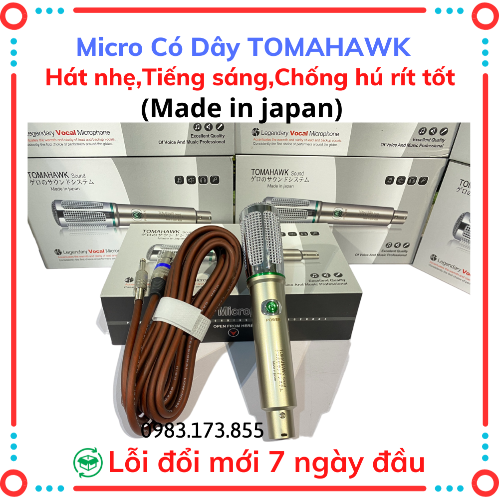 Mua Micro Tomahawk & Sansui Dây Dài 6m, Cao Cấp, Chống Hú, Hút âm tốt, Hát nhẹ, Cầm Chắc Chắn, Bảo Hành 1 Năm..