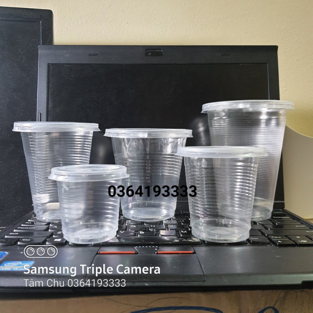 Cốc nhựa dùng 1 lần kèm nắp combo 50 cái Ly nhựa take away