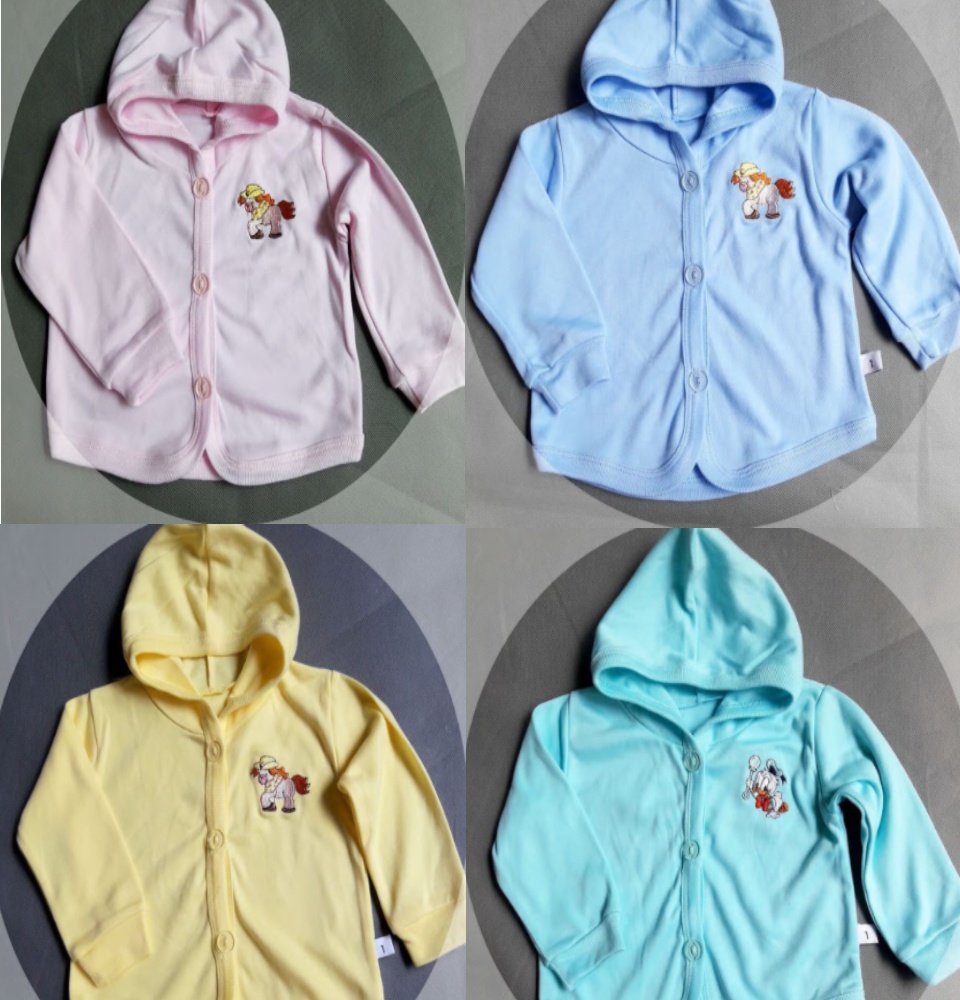 Áo khoác cotton màu cho bé sơ sinh có nón