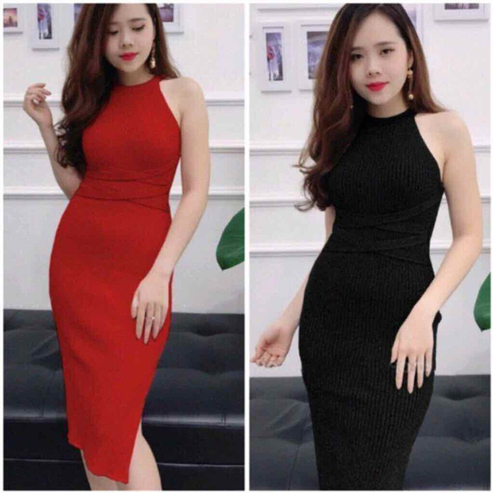 Đầm body cổ yếm thời trang xixo cao cấp sang mịn đẹp