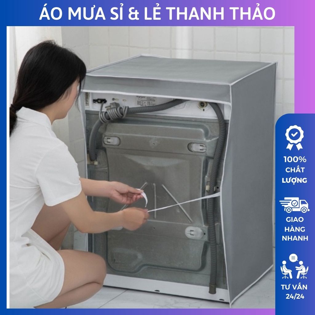 Áo Trùm Máy Giặt Cho Cửa Trước Cửa Ngang Vải Dù Siêu Bền Chống Mưa Nắng Tiện Lợi