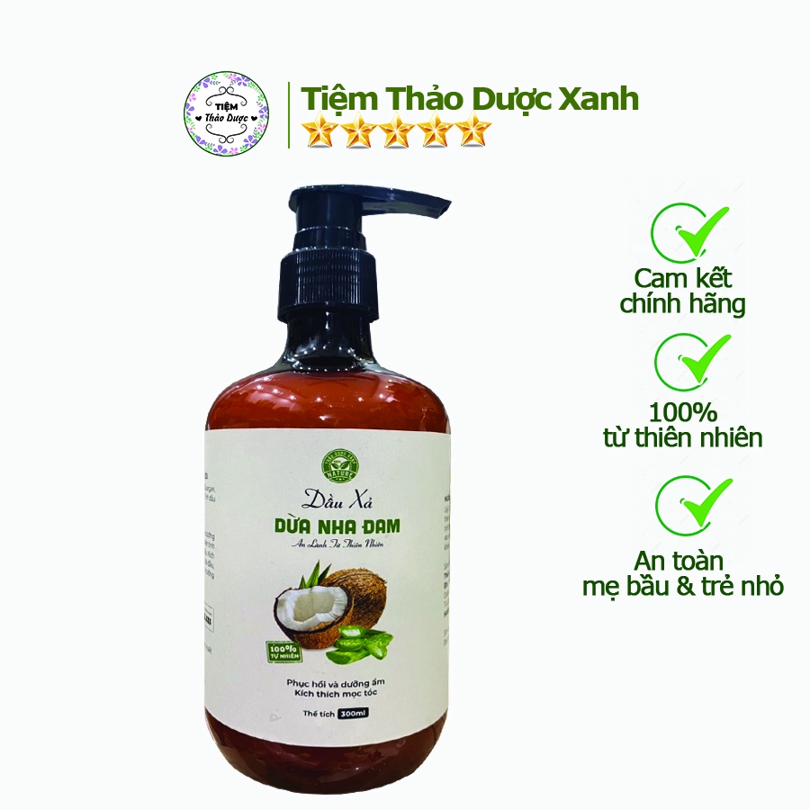 Dầu xả thảo dược Tiệm Thảo Dược Xanh - dầu xả dừa nha đam 300ml