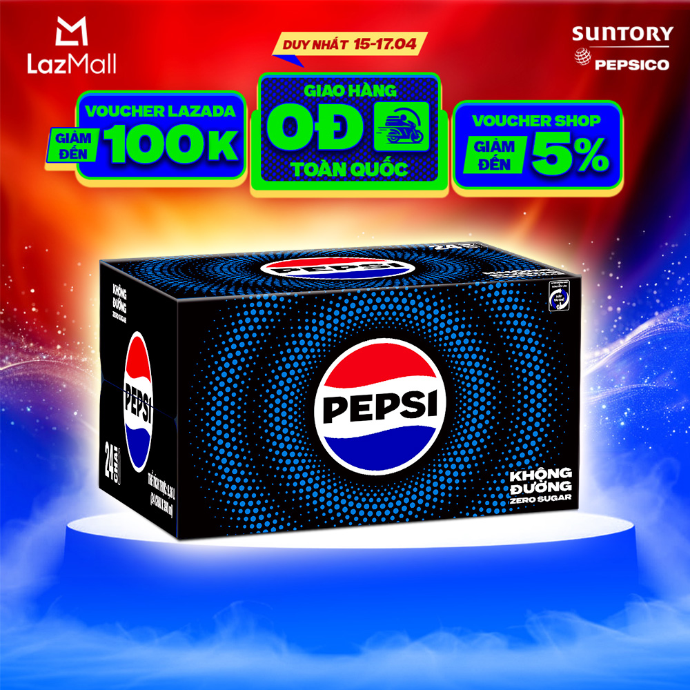 [SALE ĐẠI LỄ] Thùng 24 Chai Nước Ngọt Giải Khát Có Gaz Pepsi Không Calo, Không Đường (390ml /chai)