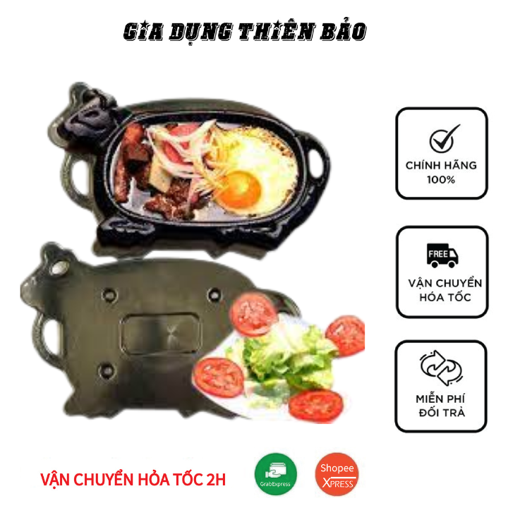 Chảo bò né gang dĩa bò né chống dính hình con bò dày dặn, tiện ích