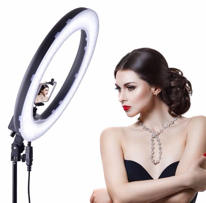 Bộ đèn Livestream chụp hình chuyên nghiệp size 45cm - Bộ đèn chụp makeup studio LED Ring RL - 18 thế hệ thứ 2 + chân đèn chuyên dụng - Đèn Ring led RL-18II - 60W - có khe cắm pin chỉnh màu - Hàng chuẩn loại 1