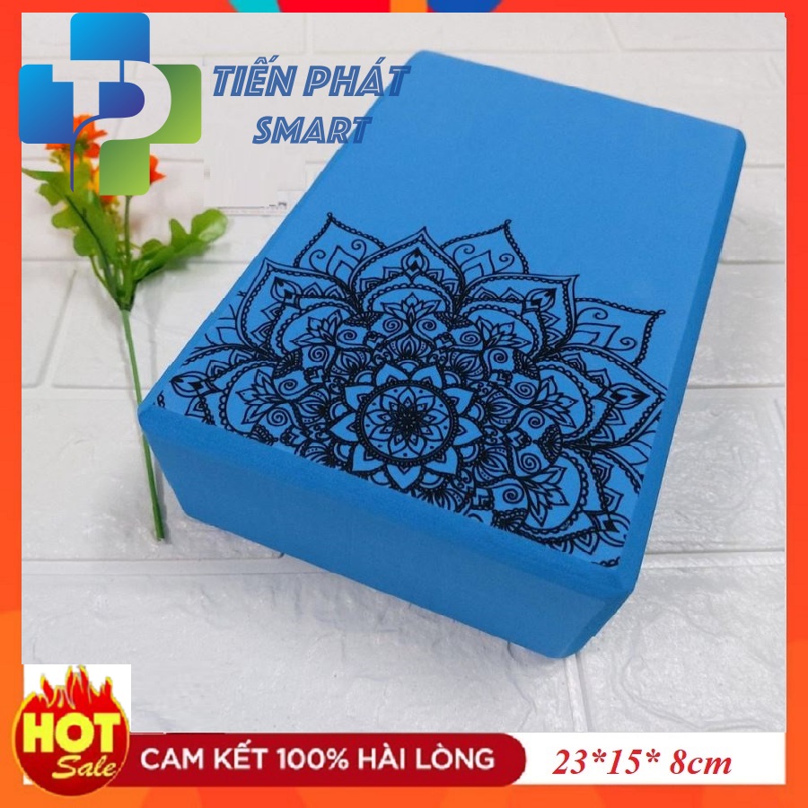 [Lấy mã giảm thêm 30%]Gạch tập Gối tập Yoga xốp Eva in hoa mandala 23x15x8cm -(Màu Xanh Dương) Chất liệu PVC xốp cao cấp bền đẹp Tienphatsmart