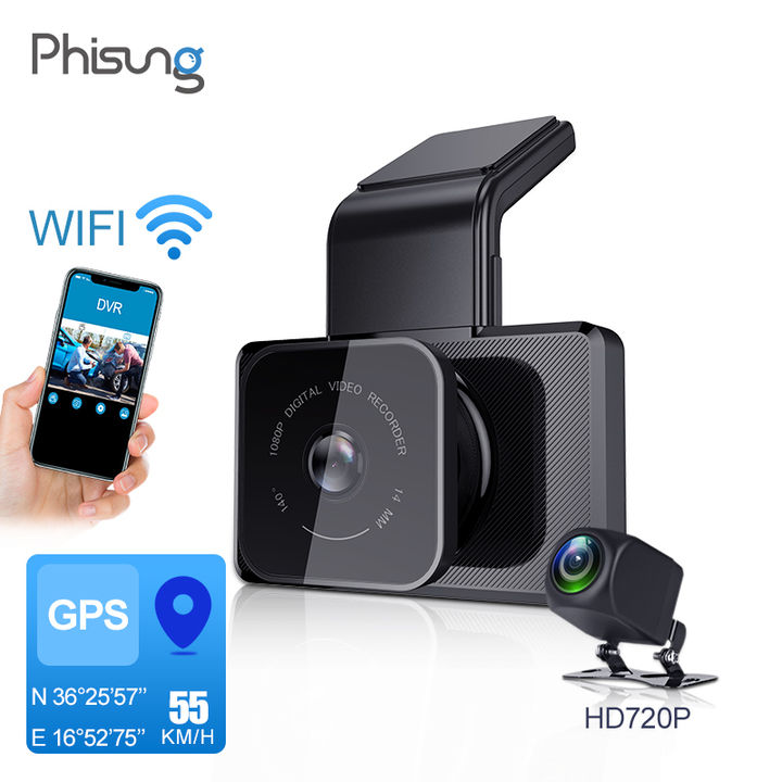 Hàng chính hãng | camera hành trình wifi phisung k20 plus trước và sau , fullhd 2k cảm ứng tích hợp siêu nét hiển thị cảnh báo tốc độ , gpѕ, cảnh báo bằng giọng nói chống rung quang học - bảo hành 12 tháng