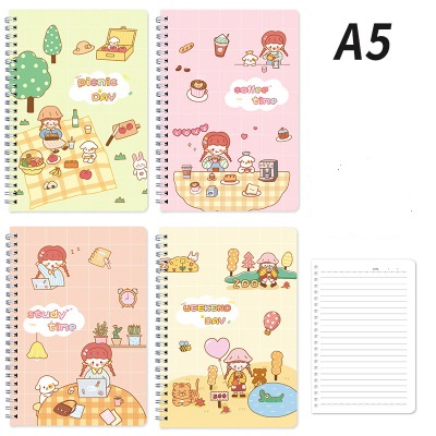 Sổ tay ghi chép học tập gáy lò xo A5 hình Cô Bé Day Time, dòng vở kẻ ngang, 120 trang Sakura Shop