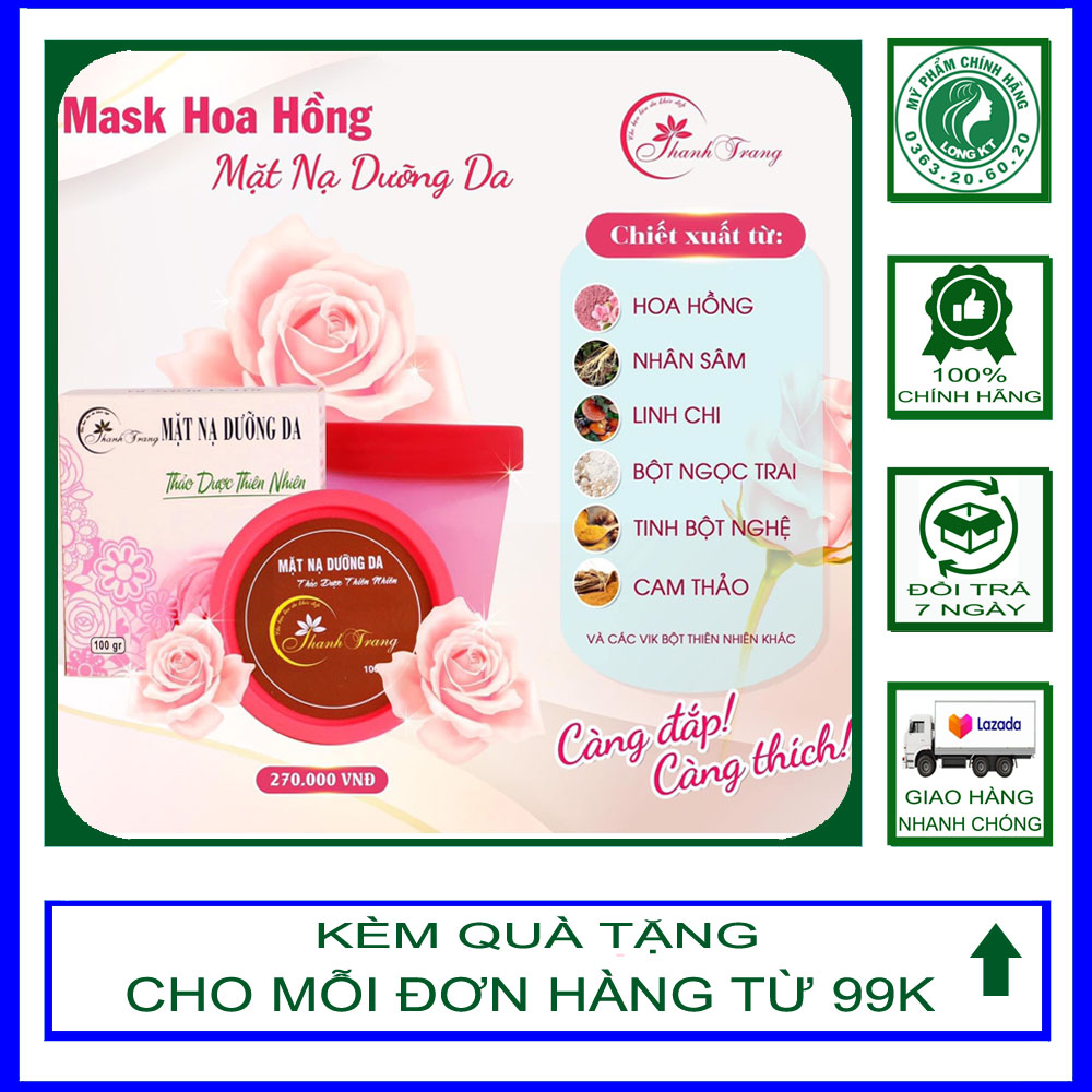 [Thanh Trang ]Mặt Nạ Bột Mask Hoa hồng Thanh Trang -  Đẩy sạch bụi bẩn dưới da giúp ngăn ngừa mụn