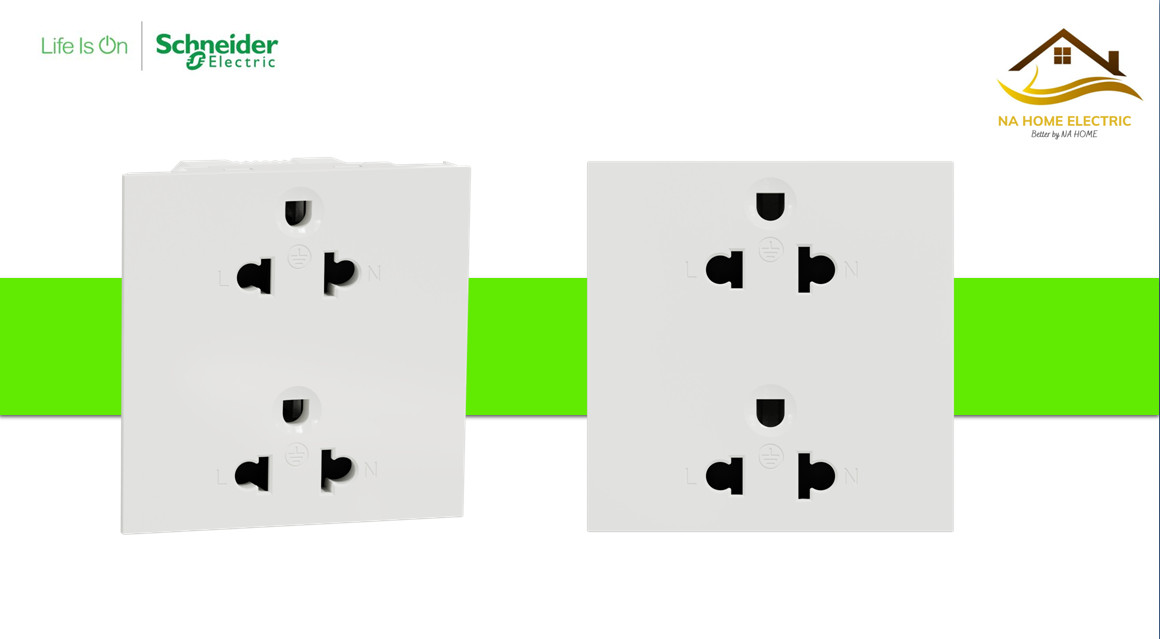 Schneider - Ổ cắm đôi 3 chấu 16A , ổ cắm có màn che Schneider Electric - AvatarOn A