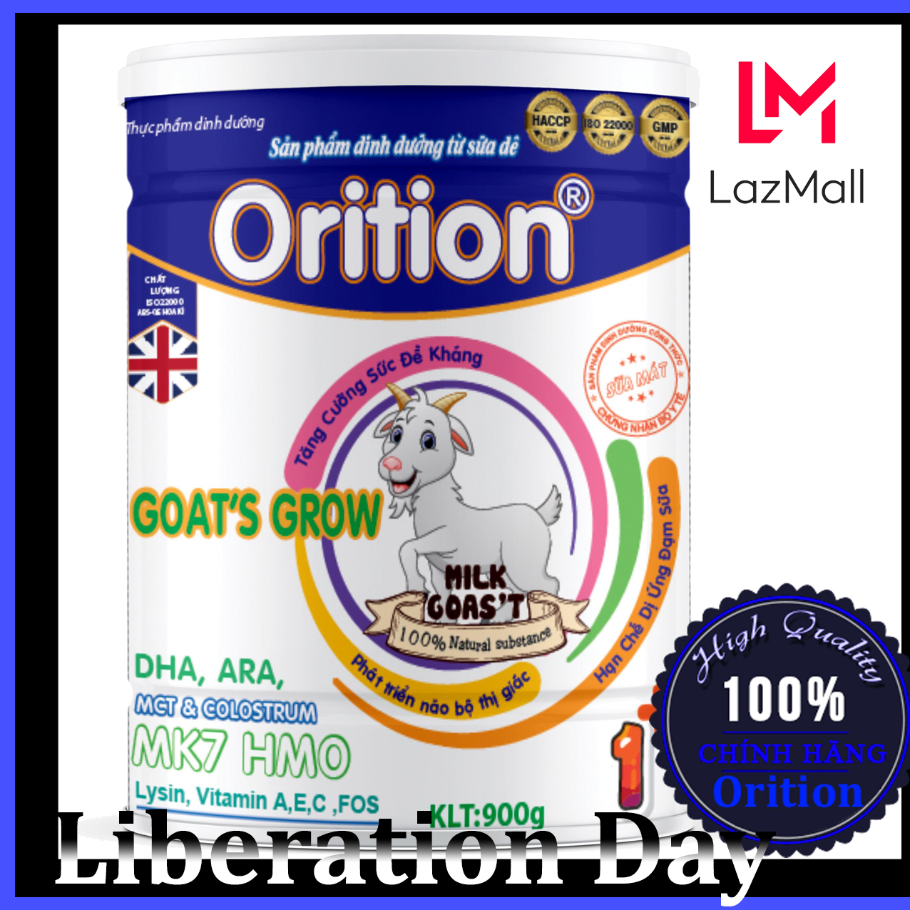 Sữa bột ORITION GOAT'S GROW sữa dê giúp bé ăn ngon ngủ tốt, tăng cường trí nhớ, phát triển toàn diện-900G