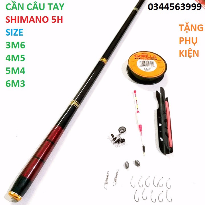 Bộ Cần Câu Tay SHIMANO 5H 3m6, 4m5, 5m4, 6m3  (cam kết đổi trả trong 2 tuần đầu)