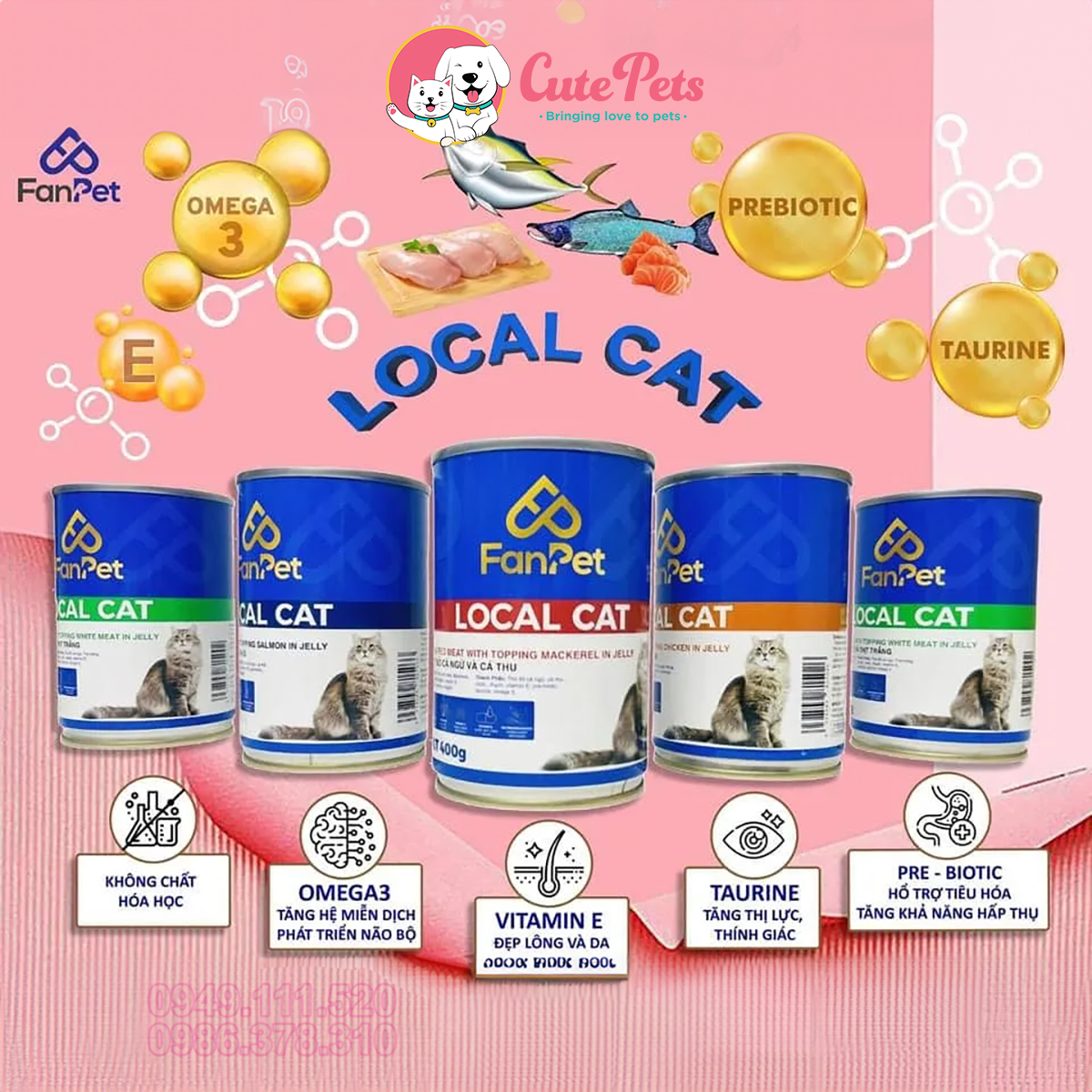 Pate mèo local cat lon 400g thức ăn ướt cho mèo fanpet - cutepets