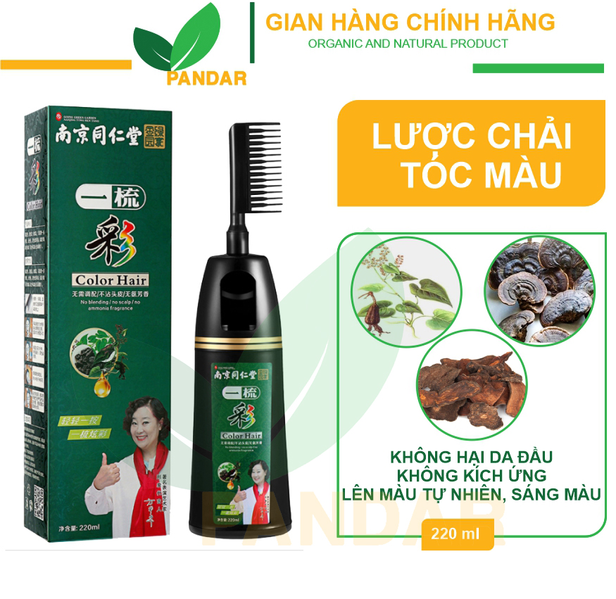 Lược nhuộm tóc thông minh, lược chải nhuộm tóc màu thời trang, lên màu tự nhiên, sáng màu, thế hệ mới 1 nút ấn, 220ml, PANDAR
