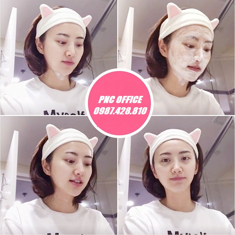 Băng đô rửa mặt tai mèo Hàn Quốc băng đô turban