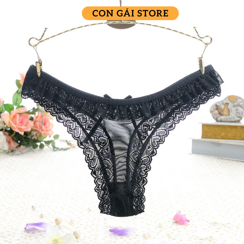 Quần lót nữ lọt khe sexy xuyên thấu cuốn hút viền bèo gợi cảm tôn dáng TL085 Con Gái Store