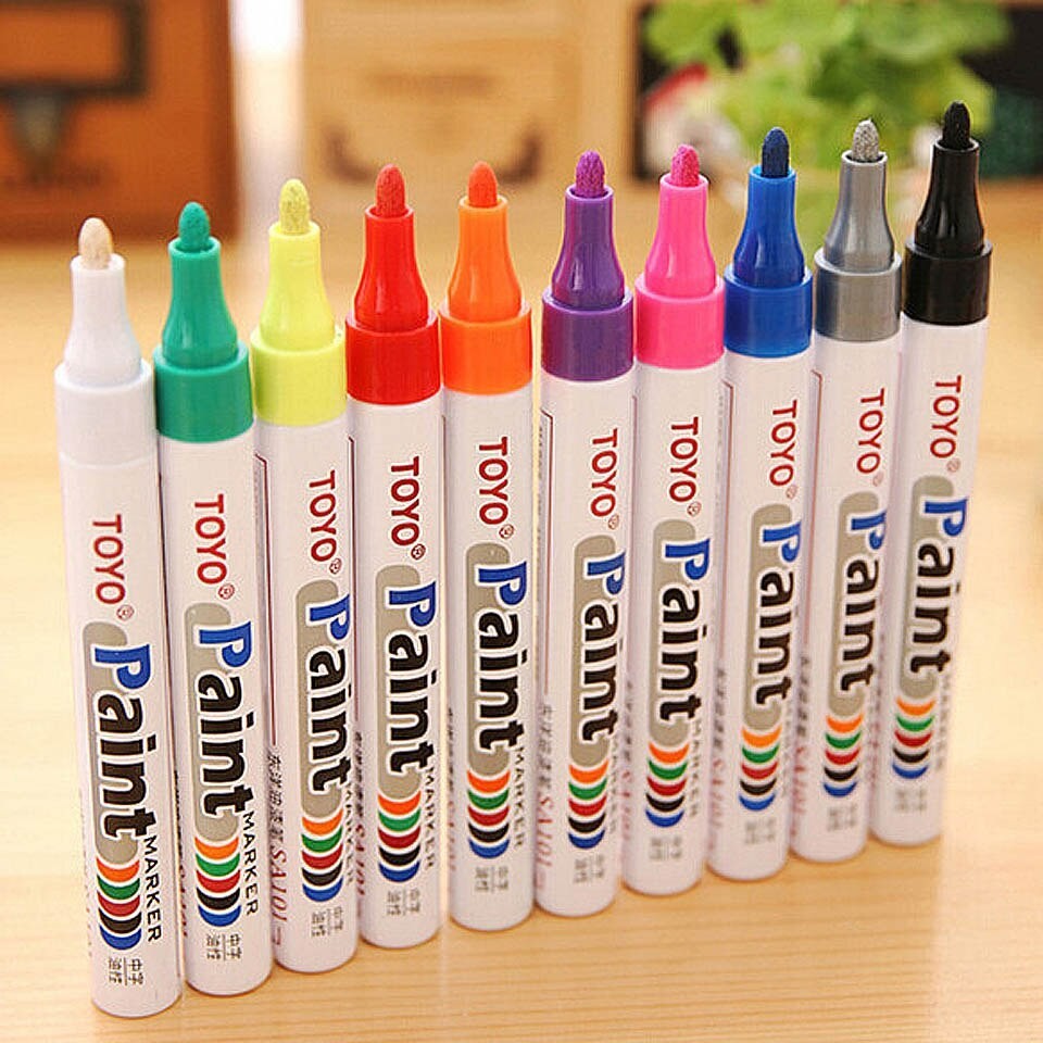 [HCM]Bút sơn TOYO Paint Marker SA101 - Bút repaintđủ 11 màuche phủ vết xước trên giày vẽ lốp xe trang trí bề mặt kim loại nhựa kính gỗ cao su