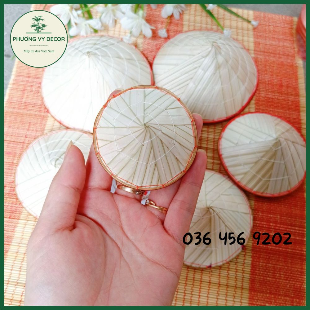 Nón lá mini, nón nhí trang trí giỏ hoa, đồ dùng mầm non Phương Vy Decor