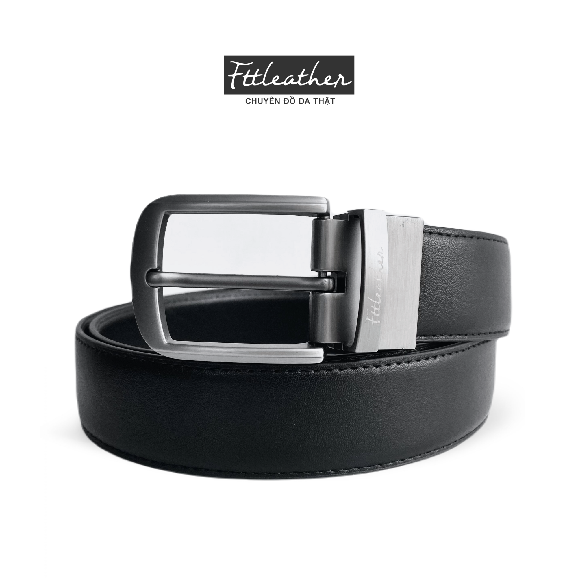 Dây nịt nam -Thắt lưng nam chất liệu da bò Pullup khóa lỗ xỏ kim xoay 360 thương hiệu FTT Leather cao cấp da thật 100% mã TLN40 - 41