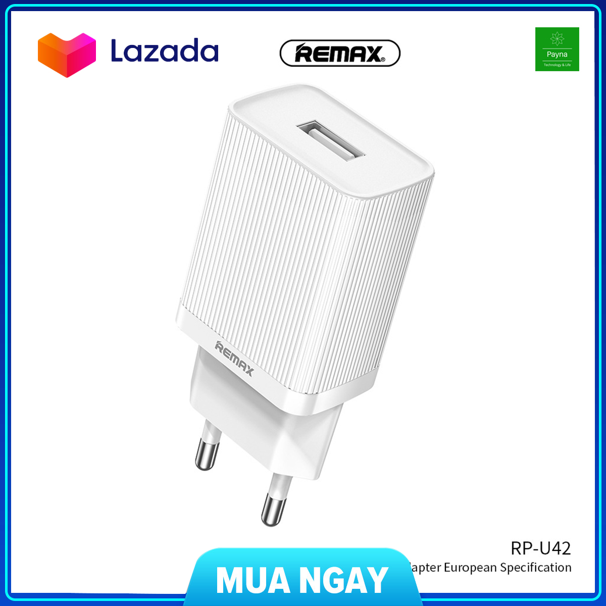 Củ sạc điện thoại chính hãng remax rp-u42 dòng sạc 2.1a thiết kế nhỏ gọn sạc an toàn ổn định bảo hành 3 tháng