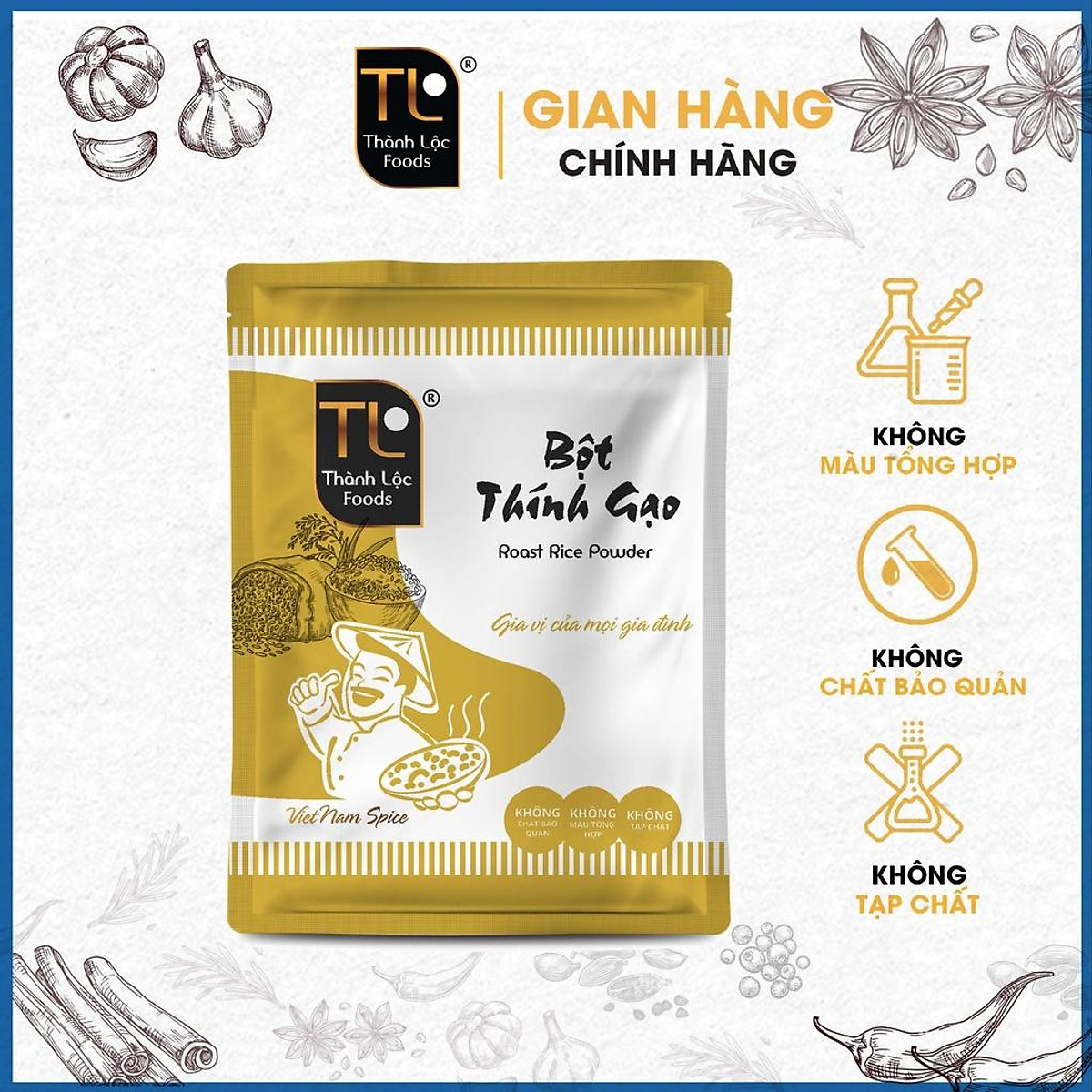 5combo /bột thính gạo g150g gia vị thành lộc