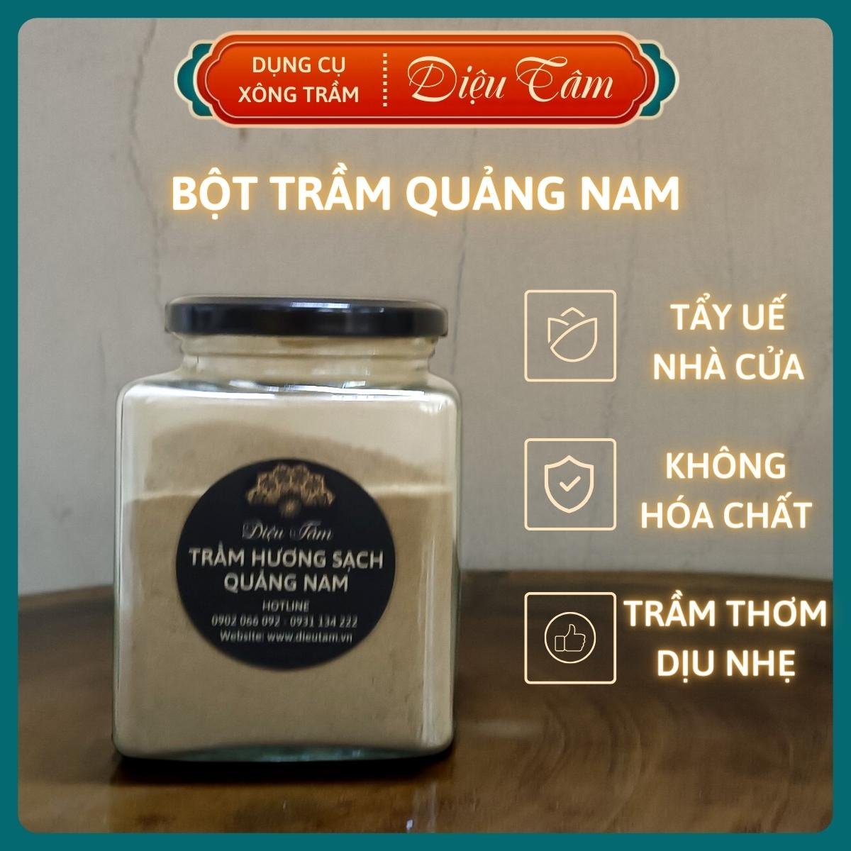 100g bột trầm sạch quảng nam, trầm hương sạch 100% tự nhiên dùng cho lư điện - dụng cụ xông trầm hương