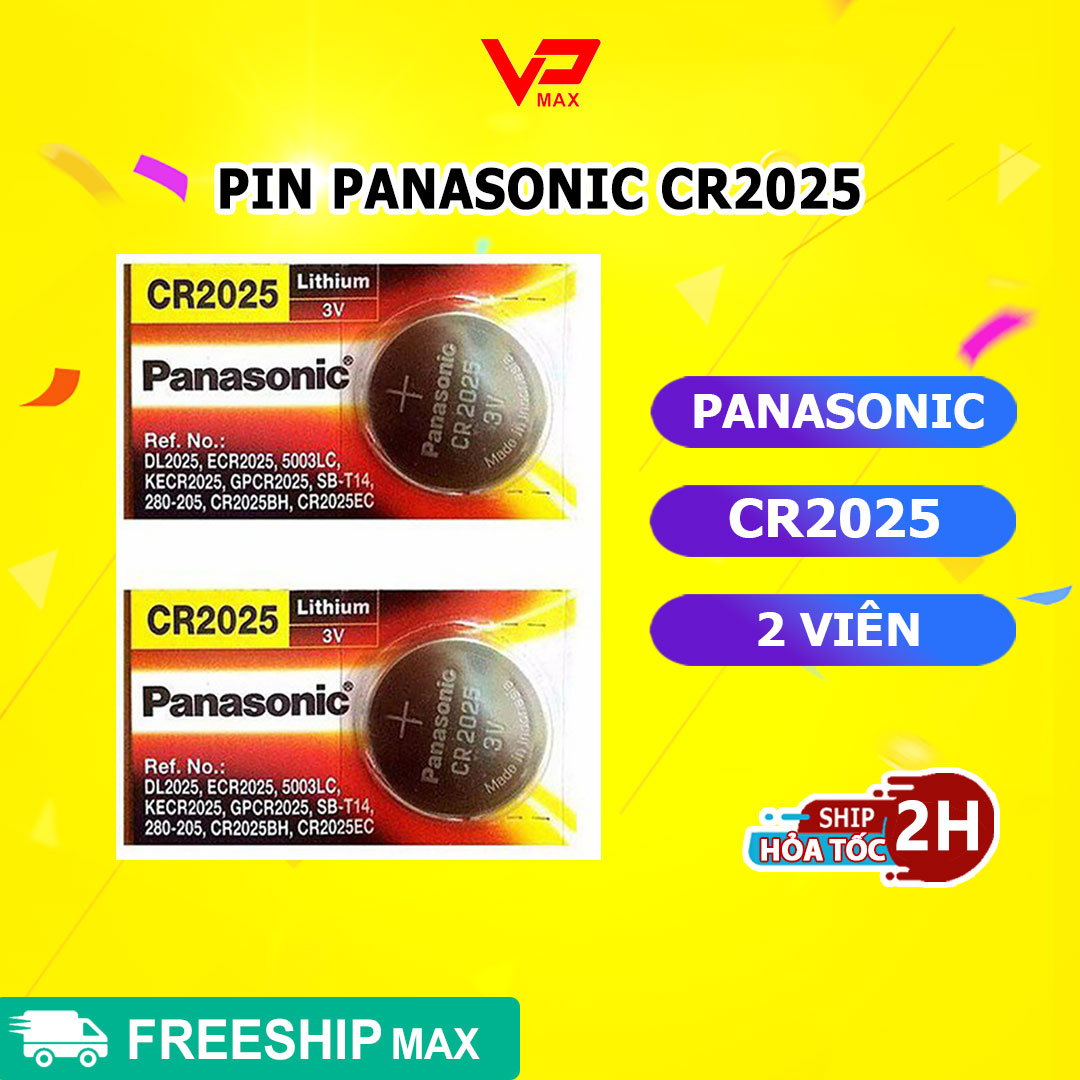 Combo 2 viên pin nút áo Panasonic CR 2025 2032 Lithium 3V - dùng cho điều khiển từ xa chìa khóa điện tử xe ô tô máy tính cầm tay...