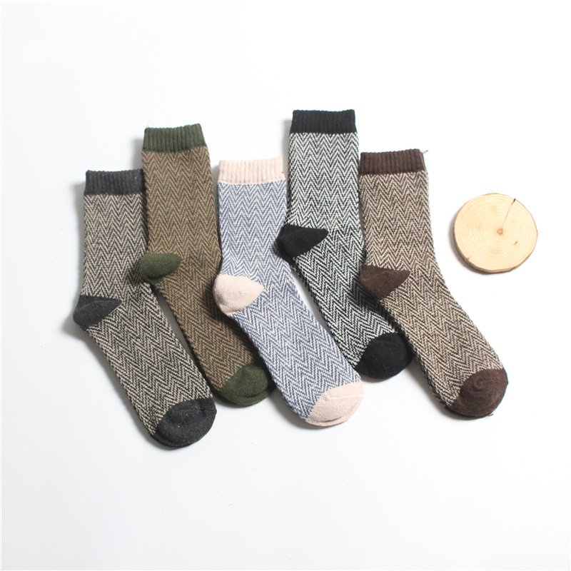 Tất vintage nam - madem - bản cao cấp lịch lãm set 5 đôi , cao cổ chất len cao cấp