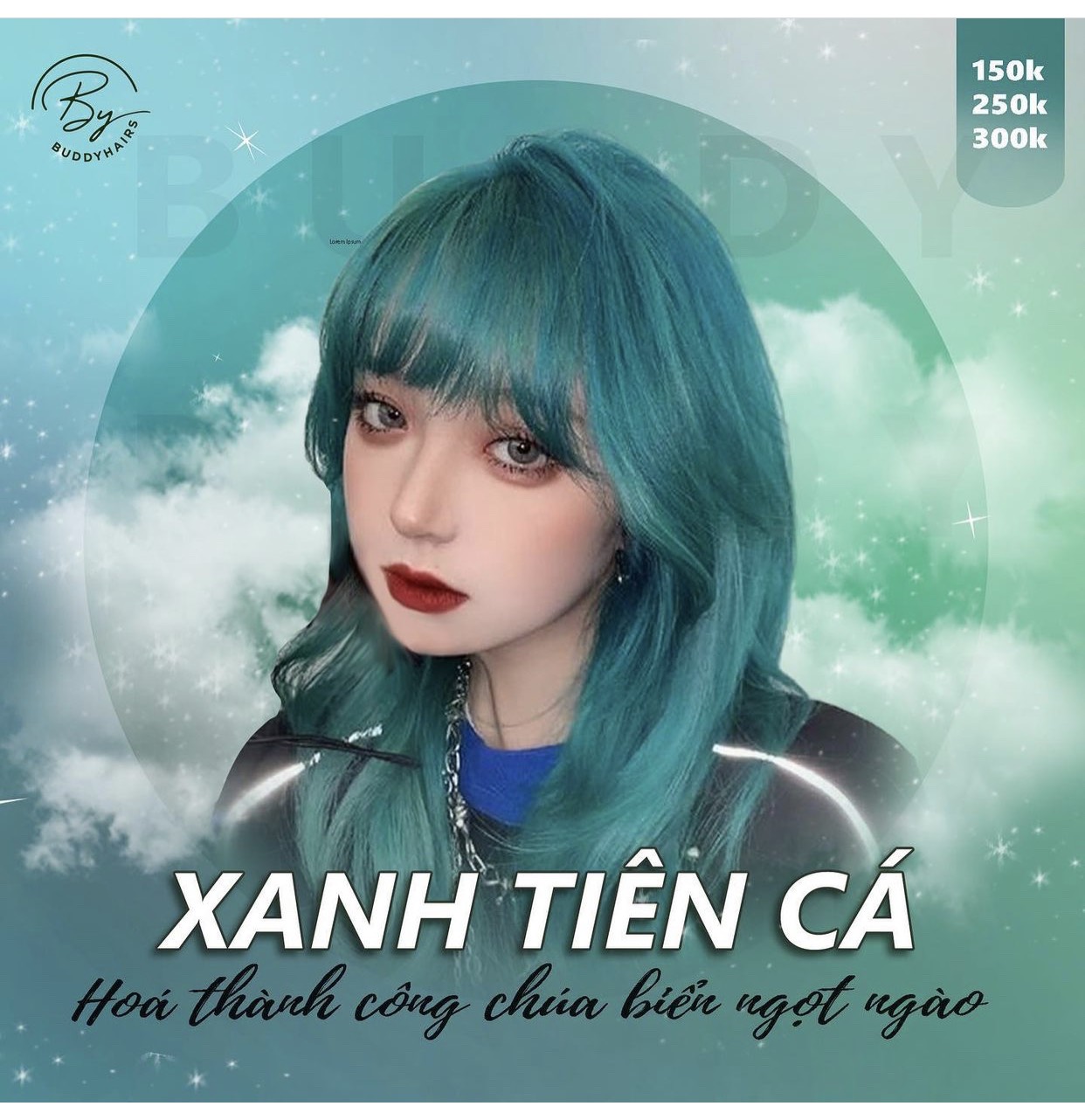 Bộ nhuộm tóc màu Xanh Tiên Cá hot trend (tặng trợ nhuộm, tặng gang tay, hướng dẫn sử dụng), Hàng chuẩn, bền màu 6 tháng