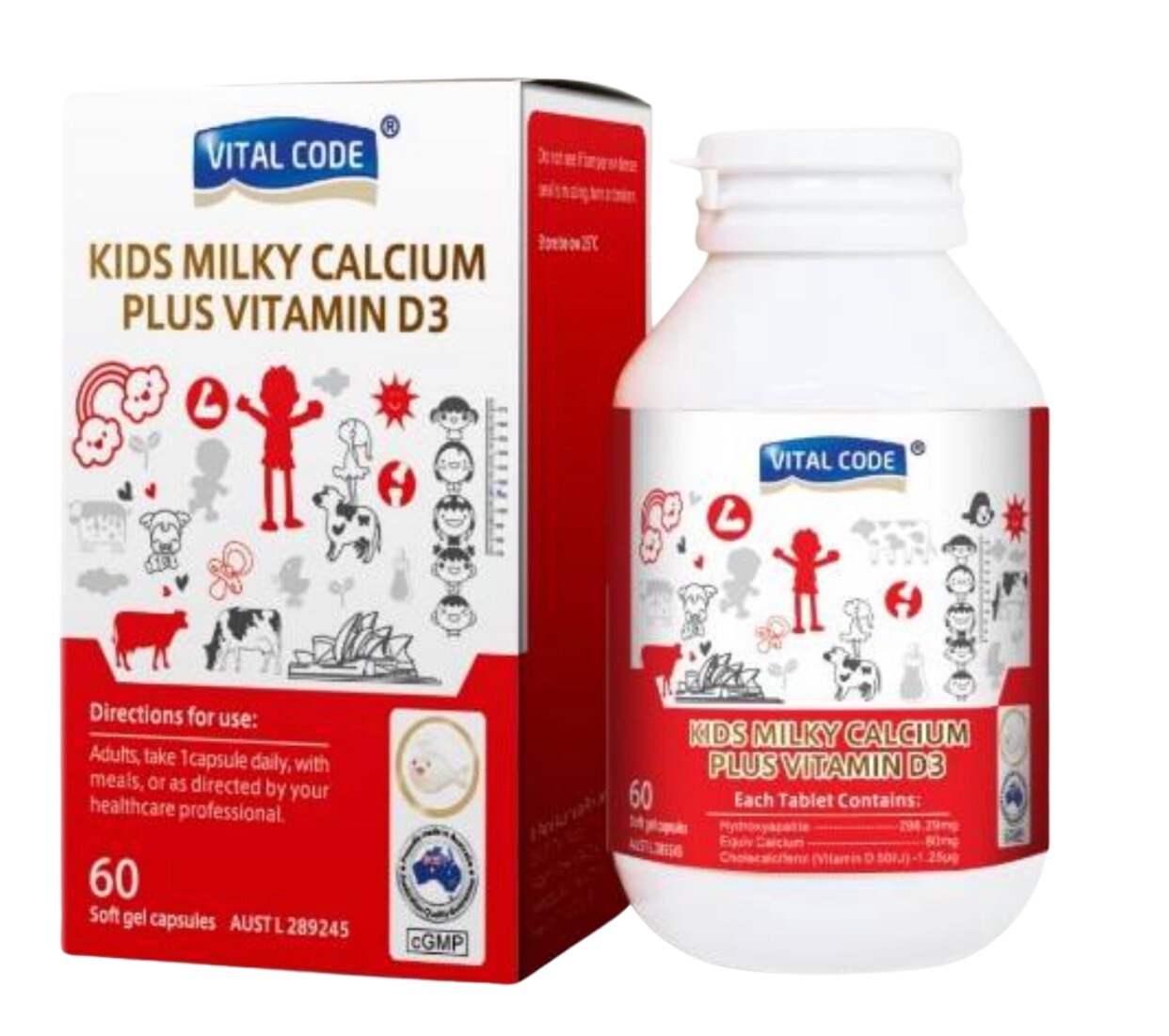 Calci sữa KIDS MILKY CALCIUM PLUS VITAMIN D3 Chính Hãng - Bổ sung canxi cho trẻ từ 4 tháng tuổi - Hộp 60 viên dạng sữa - Hàng ÚC