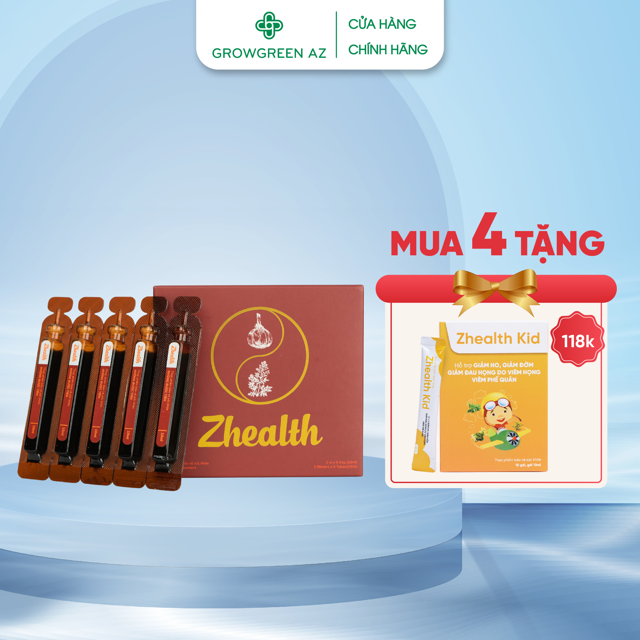 Bộ 2 Hộp Zhealth Giảm Ho Nhanh Chóng, Hỗ Trợ Viêm Đường Hô Hấp Cấp, Tăng Sức Đề Kháng Cho Phổi (Hộp 2 vỉ x 5 ống )