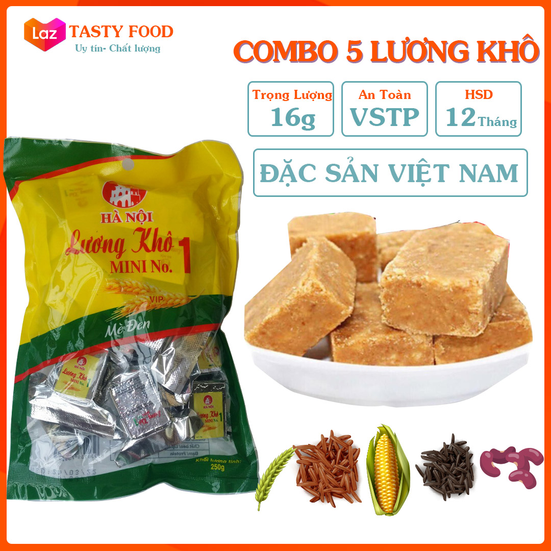 Combo 5 Lương khô mini thượng hạng 14g, lương khô mini Hà Nội, Lương khô mini mix cao cấp,đồ ăn vặt Tasty Food