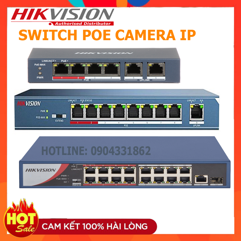 Switch poe 4, 8, 16,24 cổng hikvision dùng cho camera ip cấp nguồn poe. ds-3e0106p-e/m, ds-3e0310p-e/m, ds-3e1318p-ei/m , ds-3e1326p-ei/m