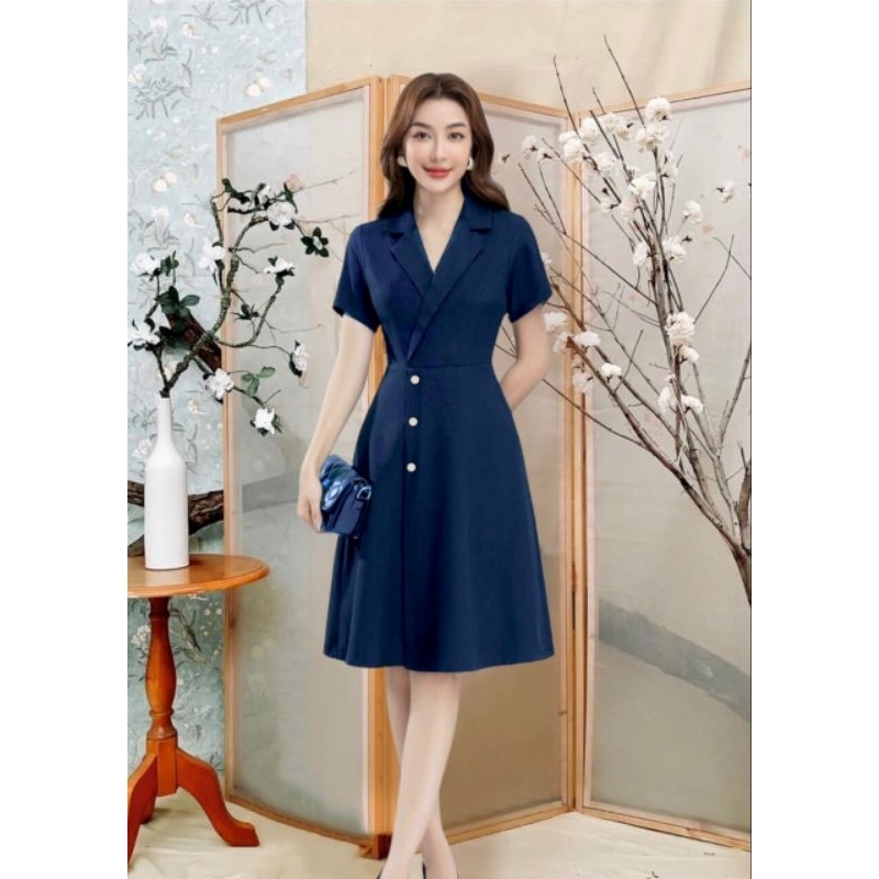 Đầm cổ vest công sở fullsize