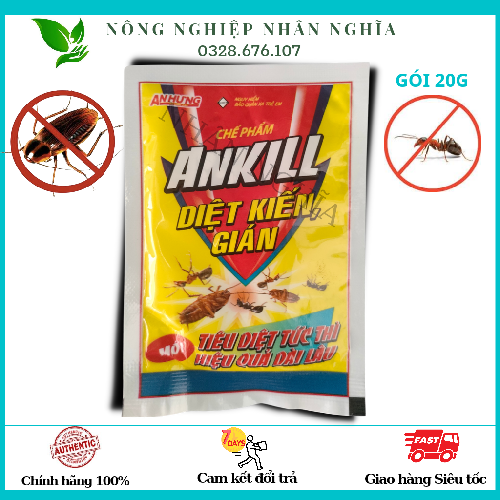 Chế phẩm Ankill diệt kiến gián côn trùng gói 20gram hiệu quả cao