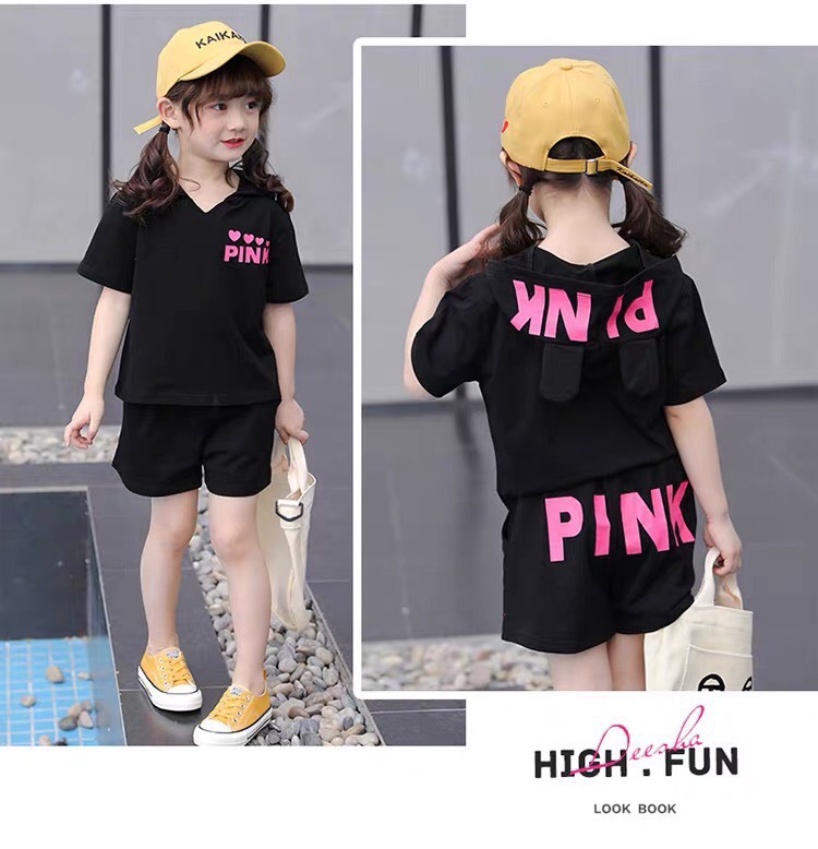 Bộ đùi pink bé gái thật cute, mát mẻ ngày hè 20-45kg - 3 màu - hàng vnxk
