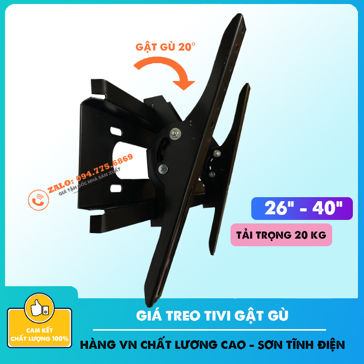 Giá treo tivi gật gù 26 - 40 inch - giá treo tivi nghiêng điều chỉnh độ nghiêng 20 độ