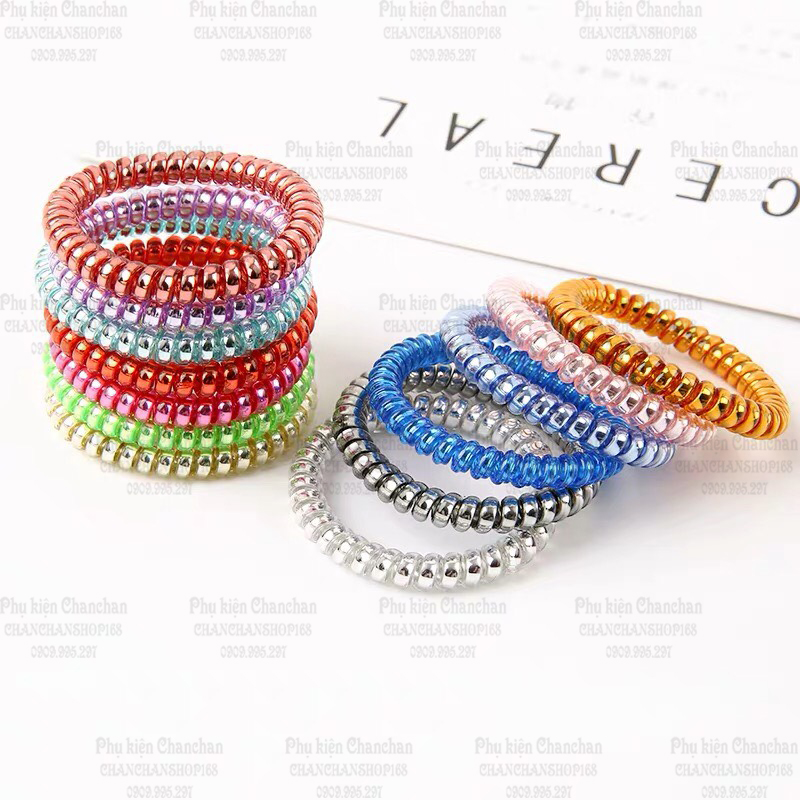 Cột tóc lò xo ánh bạc sang chảnh 5k / sợi
