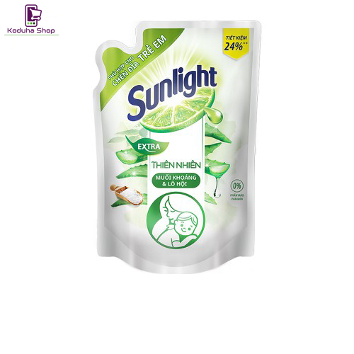 Nước rửa chén Sunlight thiên nhiên muối khoáng và lô hội túi 2.1kg