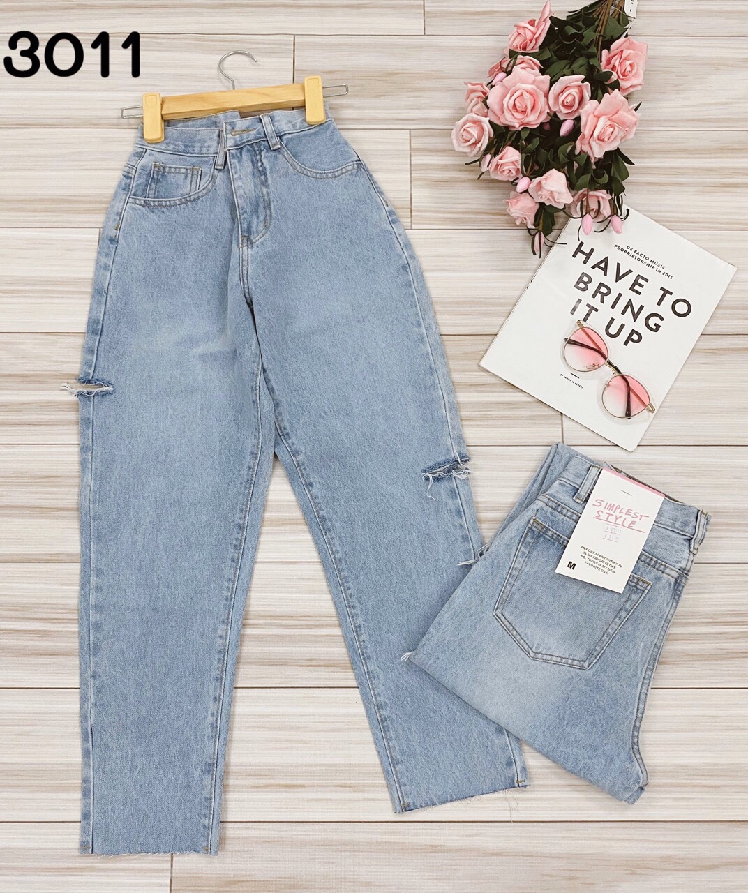 Quần baggy jean lưng siêu caosiêu tôn dáng - jt39