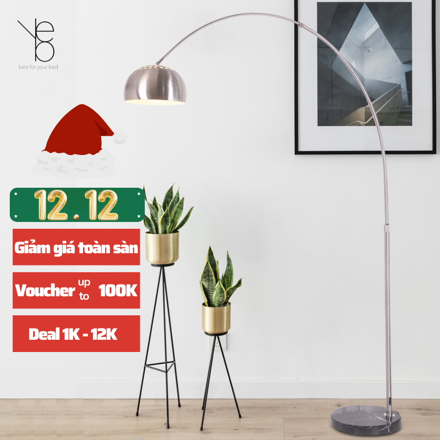 Đèn cây đứng phòng khách, dùng làm đèn sàn trang trí nội thất, phòng ngủ, bóng led, chao vải - yobe kc3