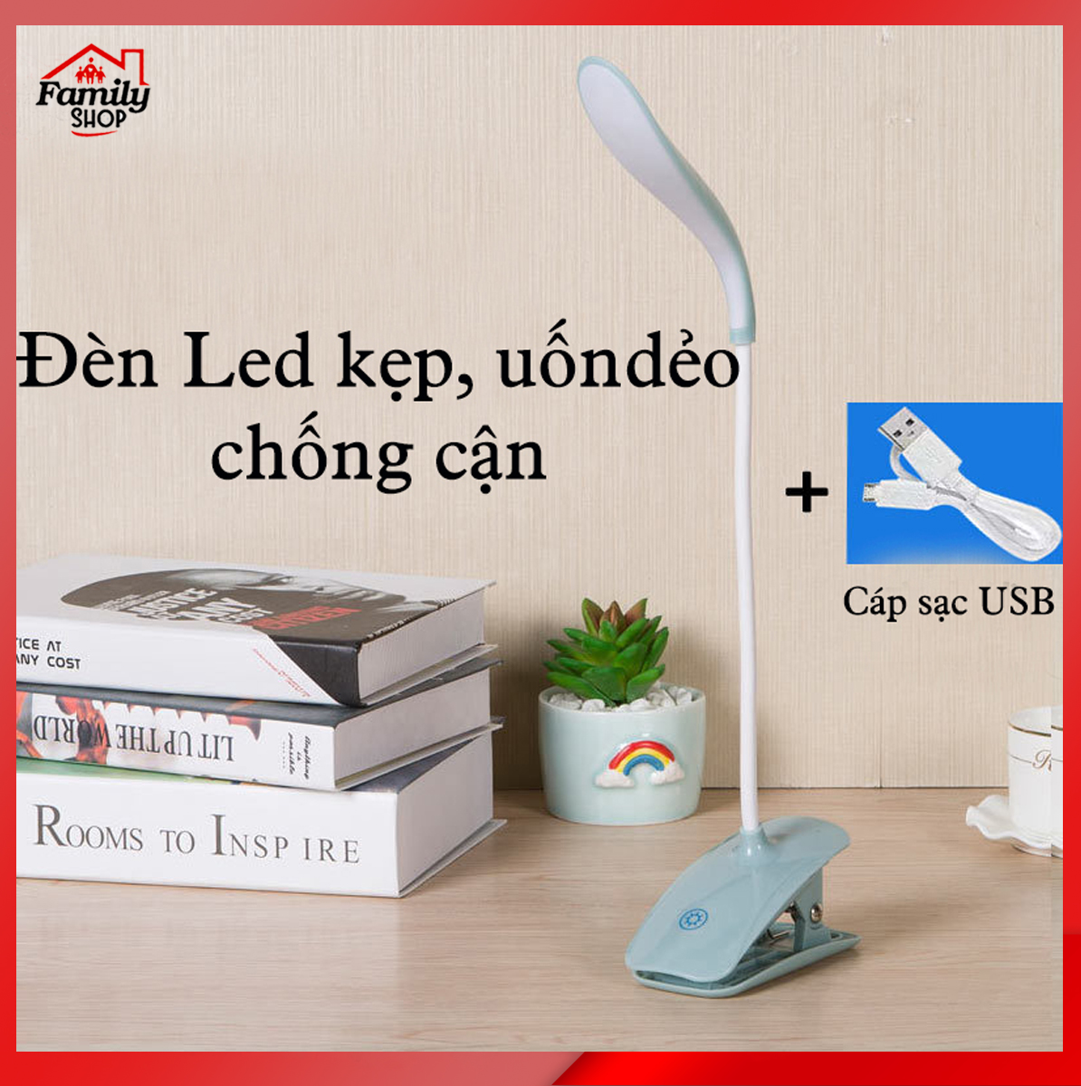 Đèn led, đèn bàn đế kẹp, đèn học chống cận cho bé- Tiết kiệm điện năng, thân uốn dẻo 360 độ, tích hợp 3 chế độ ánh sáng.