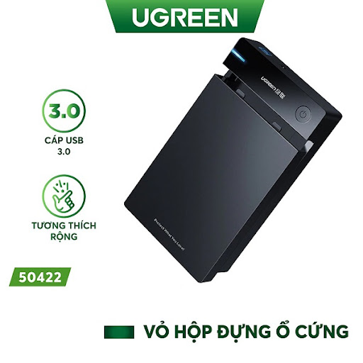 Hộp đựng ổ cứng 3.5 inch sata/usb 3.0 hỗ trợ 10tb ugreen 50422 cao cấp