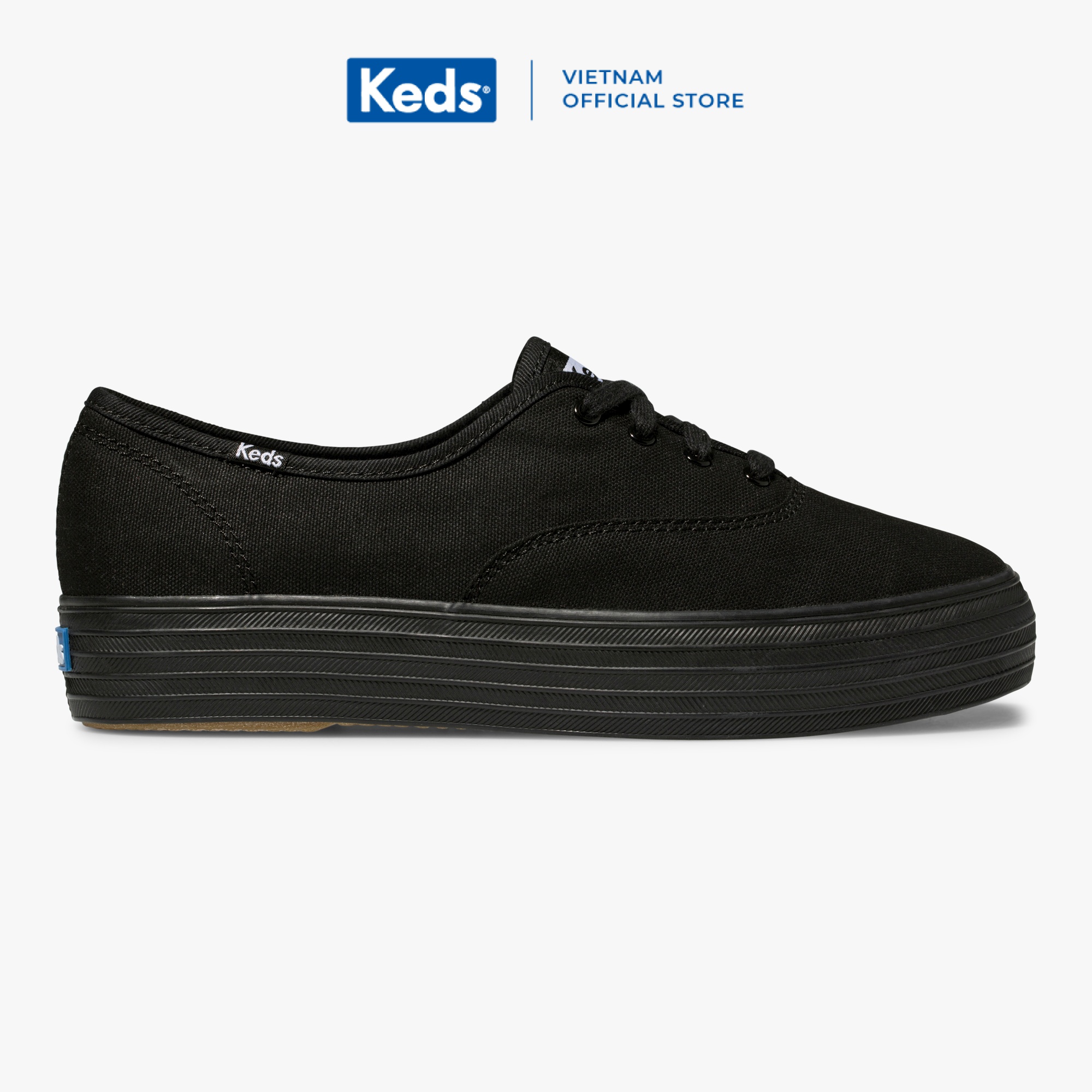 Giày Buộc Dây Lace Up Keds Nữ - Triple Canvas Black - KD056551