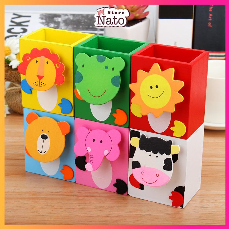 Hộp Đựng Bút Gỗ Hình động vật cute_Hộp đựng bút để bàn đáng yêu