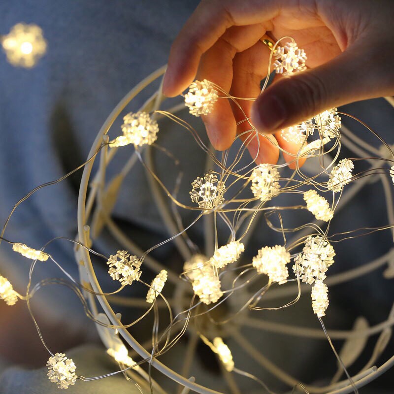 [Tặng Pin] Dây đèn led 30 bóng dài 3m hình Hoa Tuyết trang trí giáng sinh noel phòng ngủ GIVASOLAR-ML3